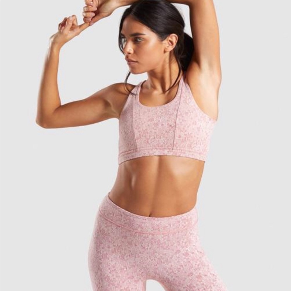 XS Pink Fleur Texture sports bra